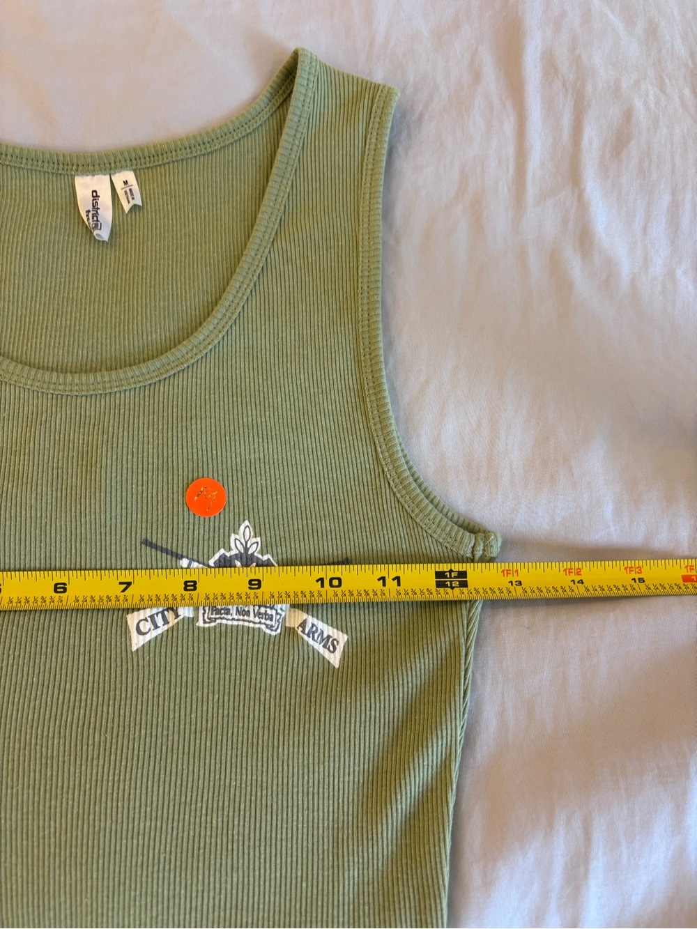 Olive Green Ribbed Tank Top - City Arms Graphic - Picture 7 of 11